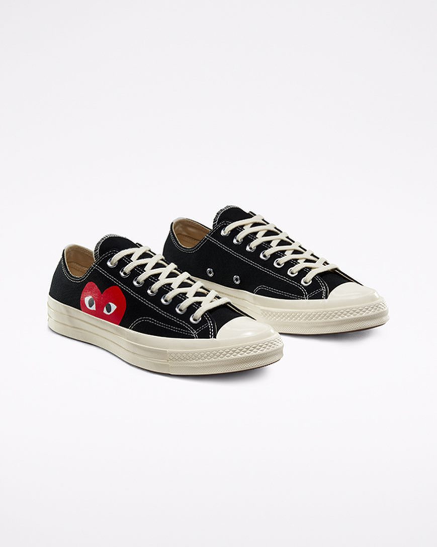 Tenisi Barbati Converse x Comme des Garçons PLAY Chuck 70 Negrii Albi Rosii | RO HFWSI725